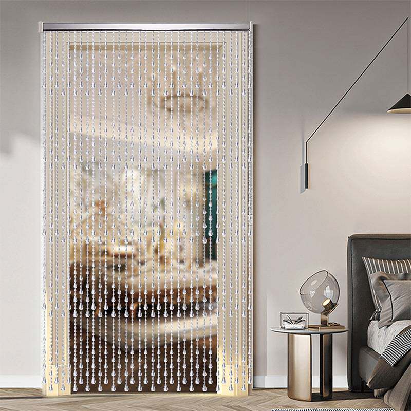 新款水晶珠帘门帘隔断免打孔卫生间玄关客厅装饰过道家用水振尾荣