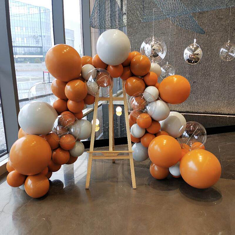爱马橙气球立柱气球链气球拱门橘色开业大吉店庆活动装饰场景