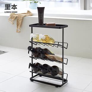 沐浴瓶红酒收纳架日式浴室用品架子免打孔落地浴缸置物架