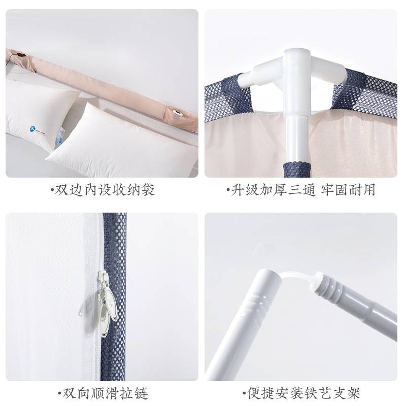 远梦家纺时尚方顶坐床式蚊帐三开门方顶蚊帐1.5m1.8m家用蚊帐床品