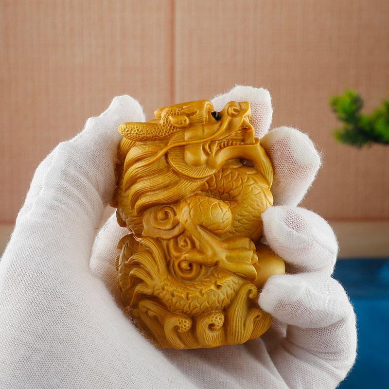 GJU8小叶黄杨木雕生肖文玩手把件男士随身盘玩实木雕刻工艺品