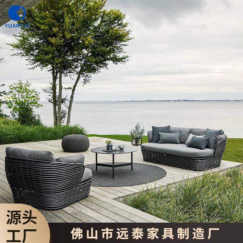 东南亚户外藤编沙发茶几组合花园庭院室外阳光房民宿休闲藤椅家具