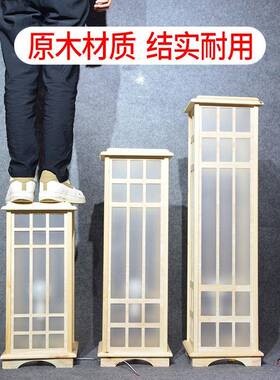 新中式婚木庆宫花灯路引原梅方柱婚礼舞台现场sda6TM5S布置道具装