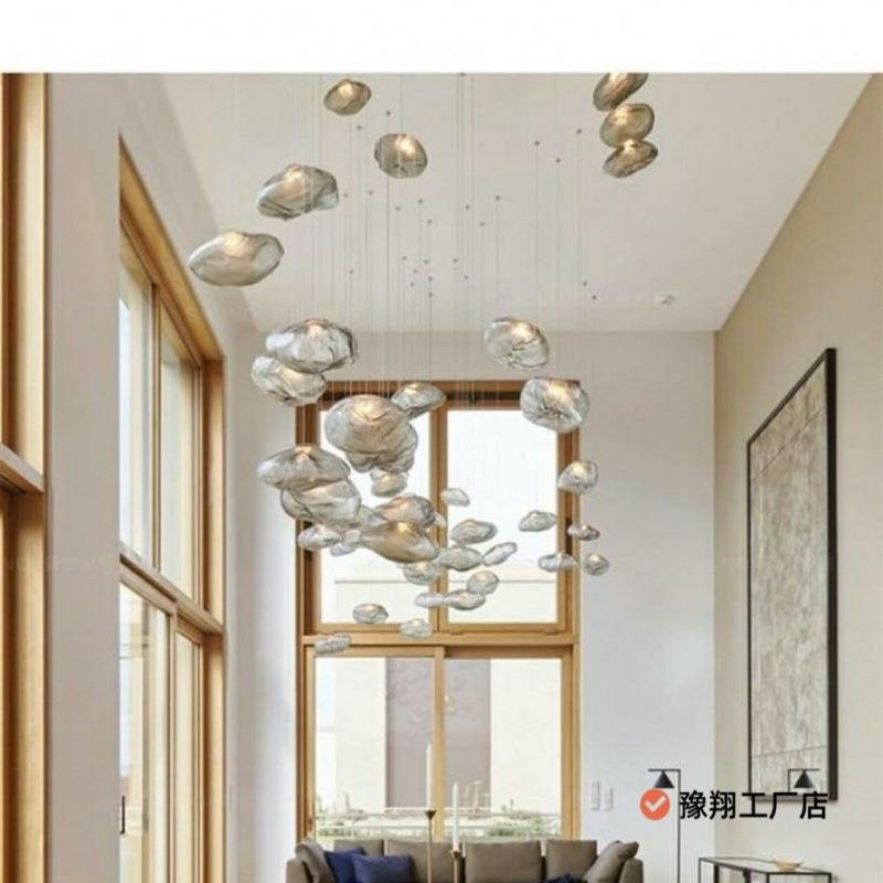 后现代简约轻设计师云朵玻璃装饰吊灯765酒吧宿餐民厅楼梯艺术具