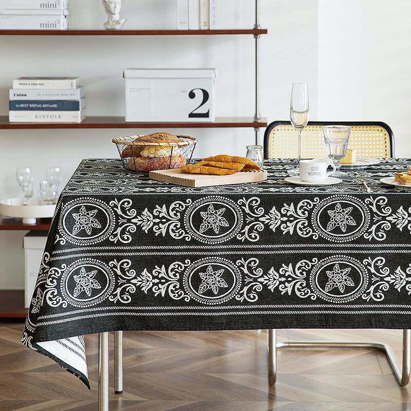 浮雕系列双面提花棉布餐桌布美式家用轻奢风格客厅茶几桌布