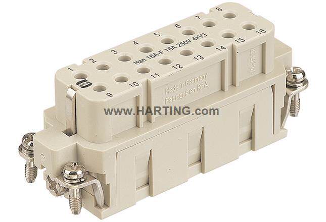 harting重载连接器16芯母芯09200163101HAN16A-F冷压式哈丁