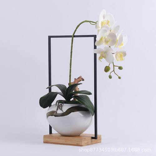 新中式创意仿真花艺茶室酒店玄关桌面装饰品摆件假花绿植盆栽套装