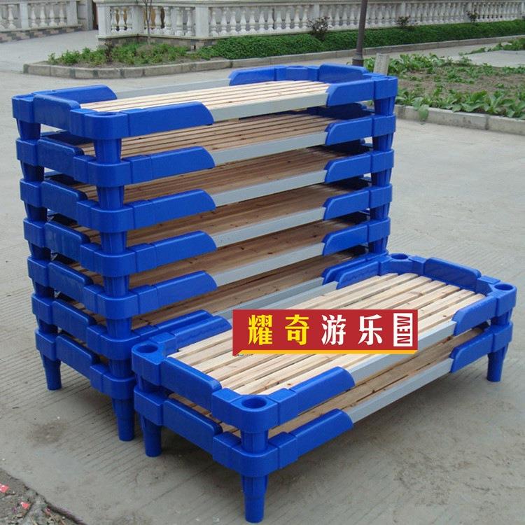 塑料木板床.幼儿园儿童床.塑料床.学生单人床.带扶手儿童床