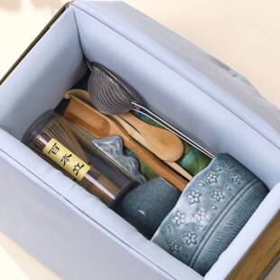 跨境抹茶碗禅意茶筅立抹茶刷百本立茶勺茶巾日式打抹茶工具收纳包