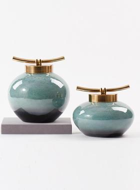 fc新中式摆件陶瓷罐博古架展示柜样板间酒柜办公室家居软装饰品