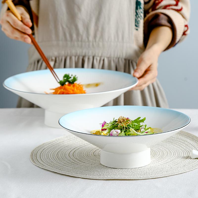 陶瓷餐具冷菜盘大号高脚盘凉菜盘酒店明档创意菜意境餐厅盘子