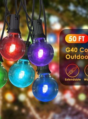 8功能幻彩LED太阳能G40灯串户外庭院防水防雨圣诞节日装饰灯串婚