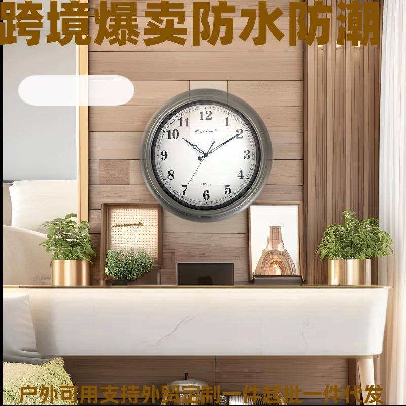 亚马逊热销户外挂钟花完酒店浴室泳池厨房防水防潮防雾防霉墙贴钟