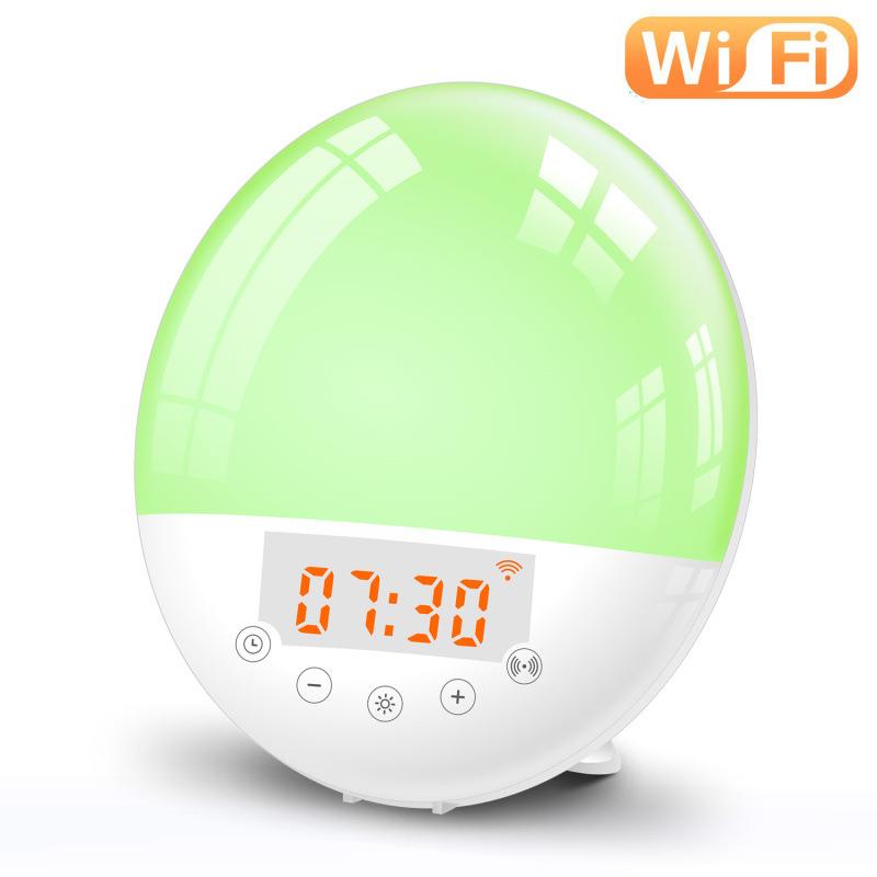 智能APP语音控制唤醒灯七彩变色LED睡眠灯模拟日出日落起床闹钟