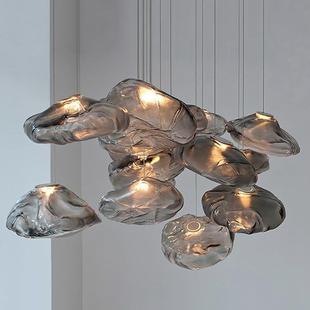 设计师玻璃云朵灯复式 楼别墅客厅售楼部楼梯间长吊灯饭店餐厅灯具
