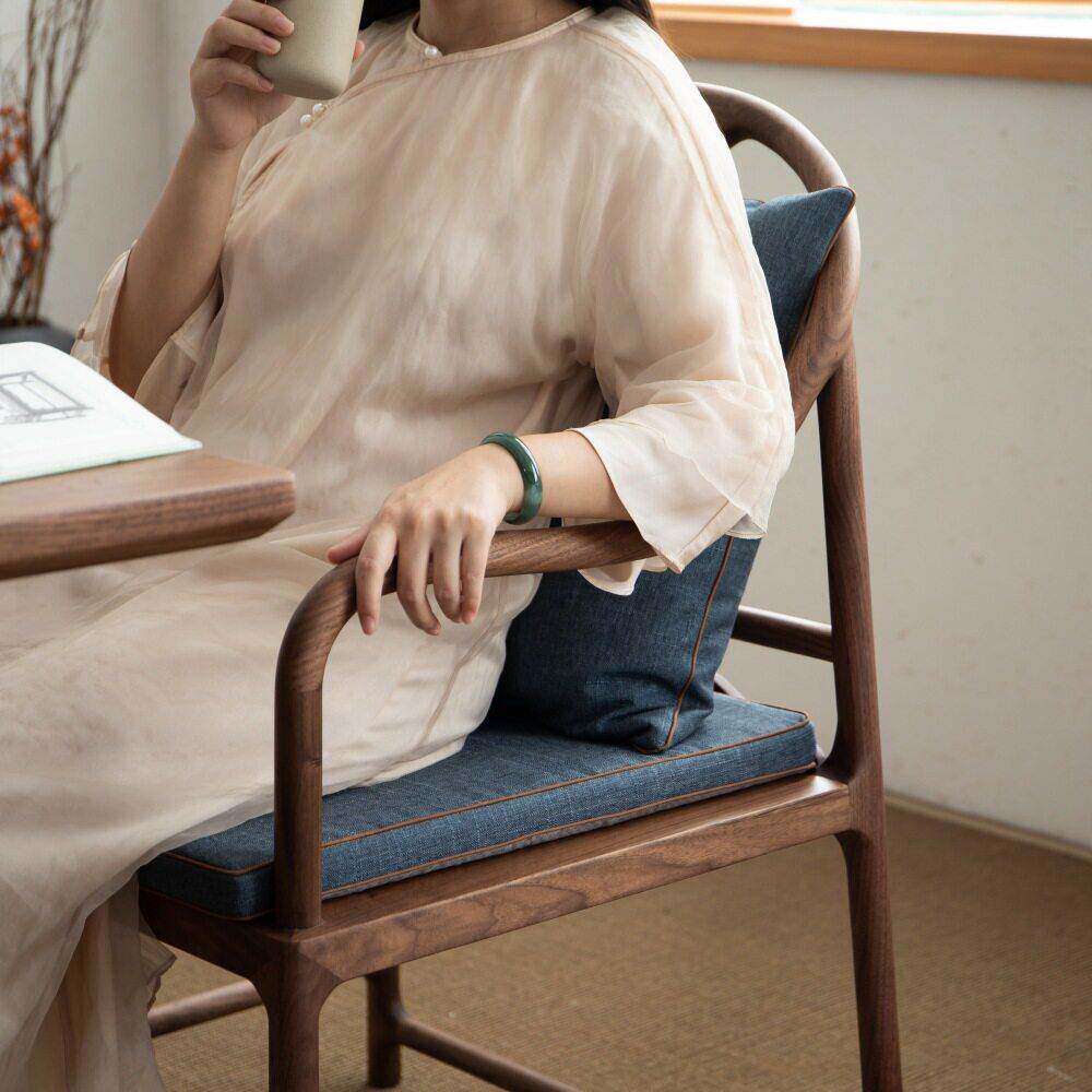 新中黑胡桃木实木小圈椅围式椅师椅帽886椅茶椅太主官人椅休闲椅