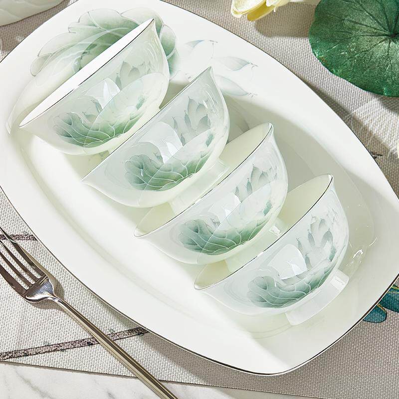 优尊陶瓷碗家用碗碟餐具2025新款高脚碗轻奢骨瓷米饭碗盘套装