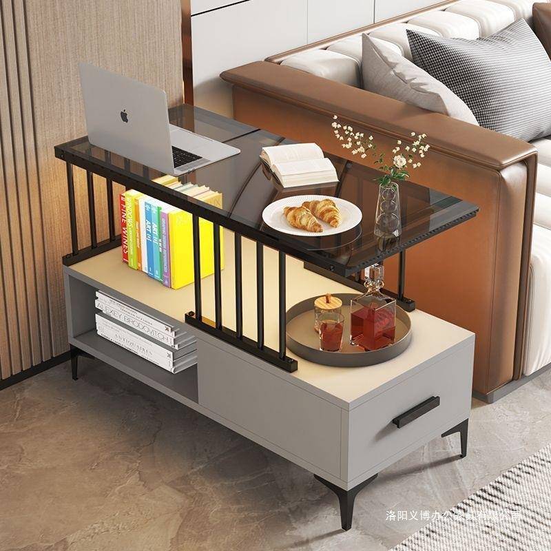 沙发边奢柜璃边几角几客厅轻0现代玻简约移动茶几侧边桌储物小柜