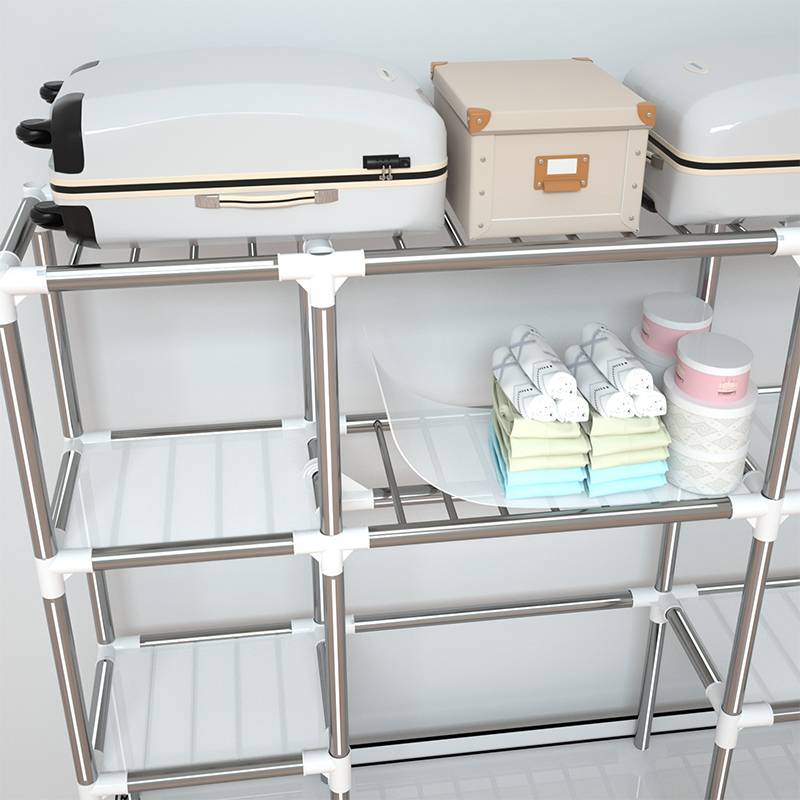 ft简易衣柜拉帘款全封闭拉帘布不锈钢家用卧室组装帆布套宿舍小型