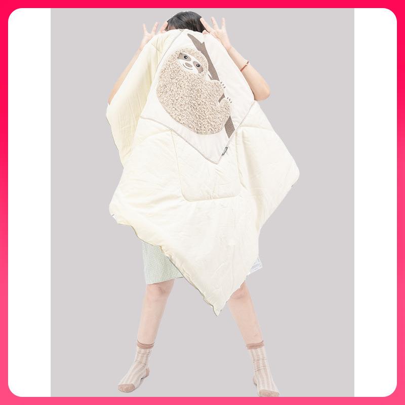 树懒纯棉抱枕被子两用↫公Fh($%p$p室午睡女毯子车生载靠办枕二