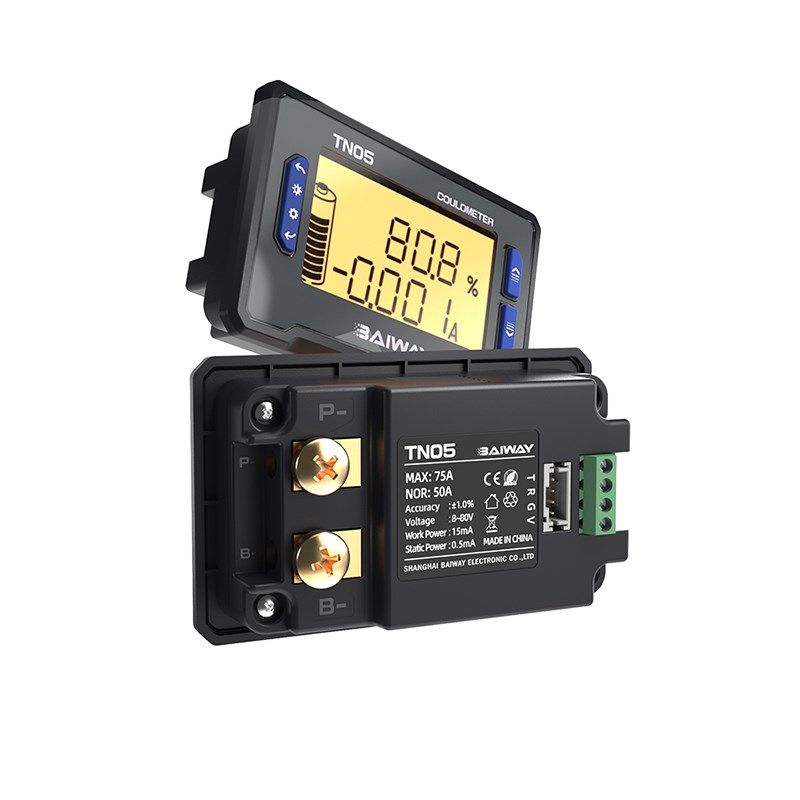 DC8~80V锂电池电量指示器TN05高精度直流电压电流功率计 0~75A