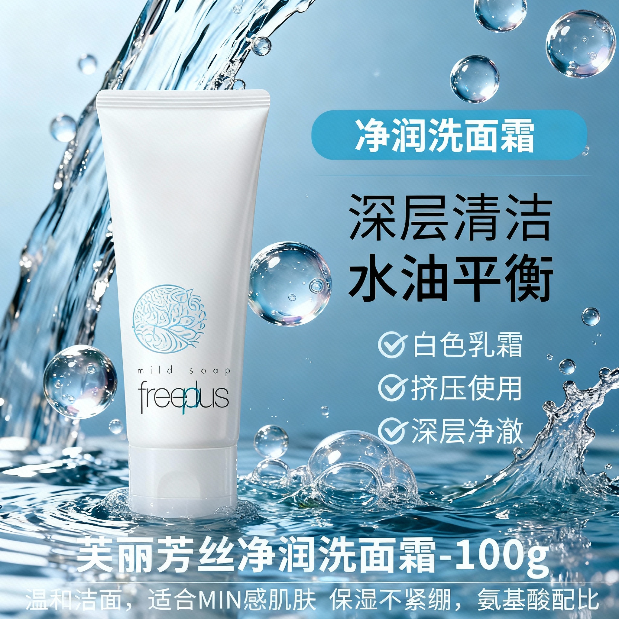 freeplus芙丽芳丝氨基酸深层清洁保湿温和洁面乳敏感肌可用正品