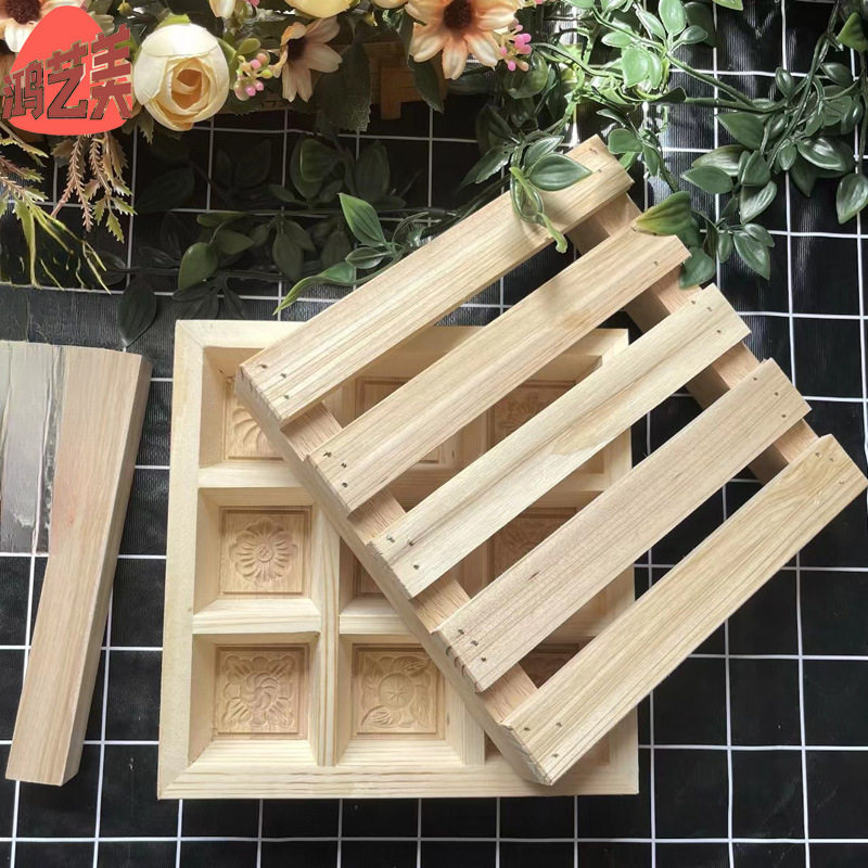 厂家直销实木梯形雕花松糕模具木制米糕蒸松糕烘培模具做米糕模具