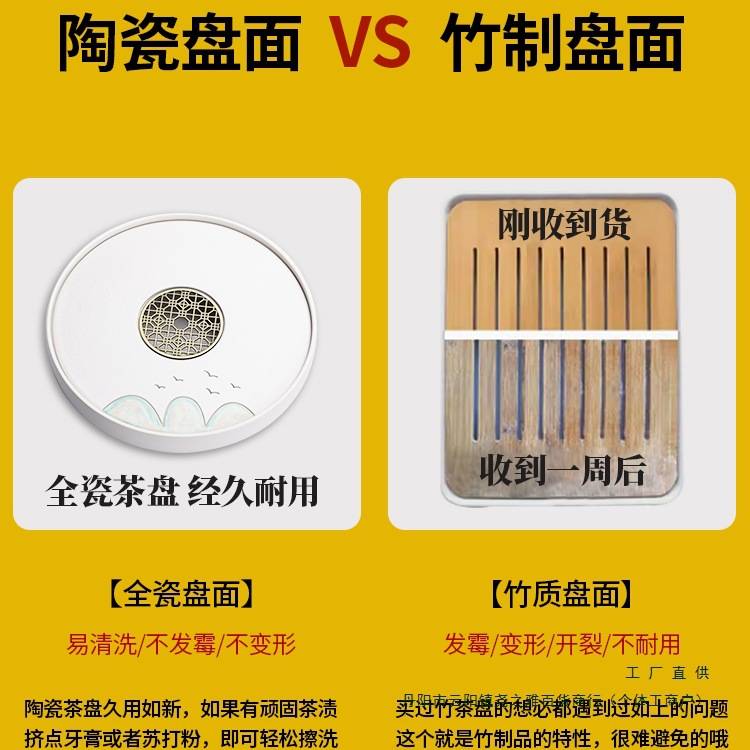 粗陶茶盘家用茶海沥水盘陶瓷圆形储水盘办公会客干泡茶台茶具托盘