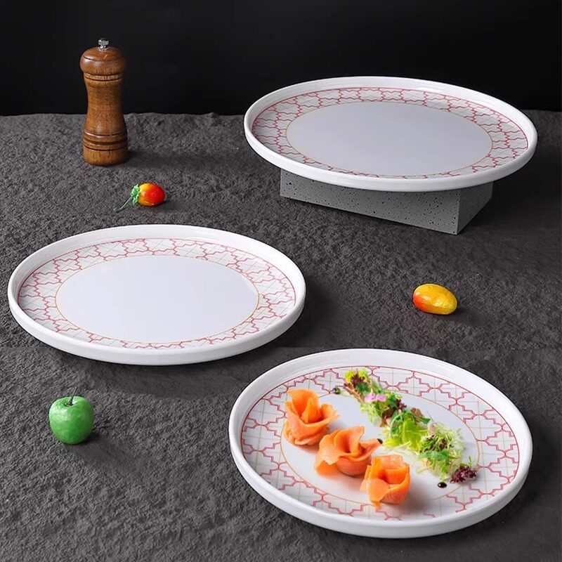 饭店餐具菜盘商用圆形平盘海鲜炒菜浅盘餐厅酒店创意仿瓷冷菜餐盘