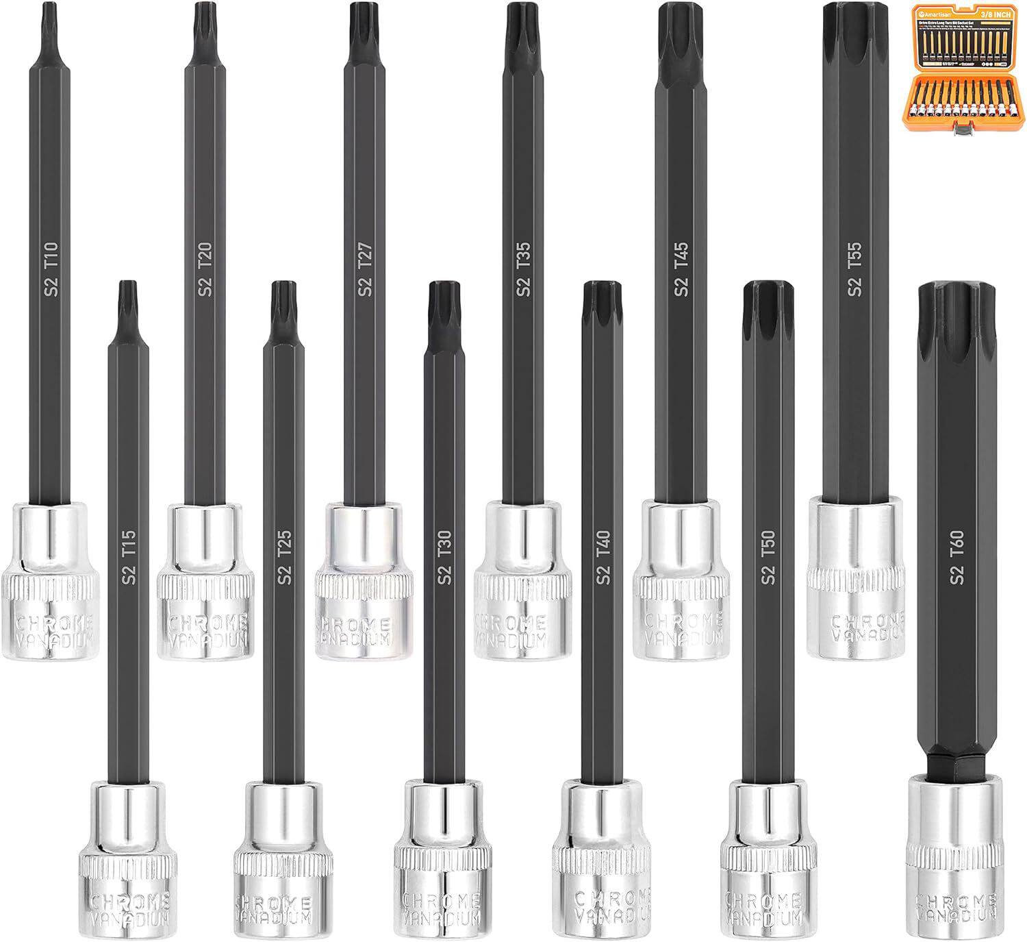 12件套超长梅花旋具套筒套件旋具套筒组件T10-T60一件起售