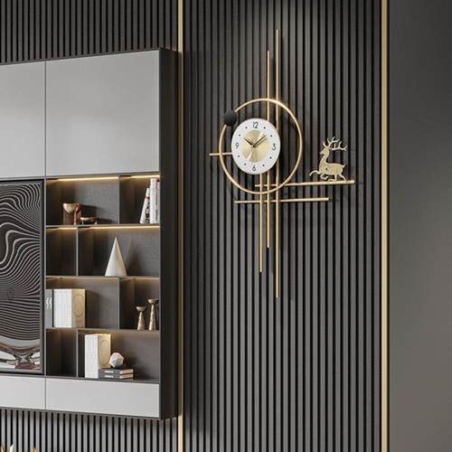 钟表挂钟客厅2025新款轻奢网红创意大气家用格栅装饰时钟