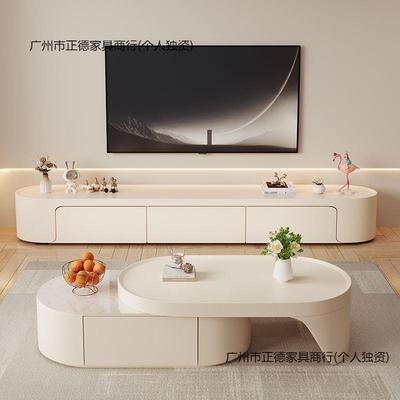 2025年新款网红奶油风落地现代简约小户型家用客厅茶几电视柜组合