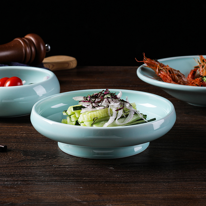 陶瓷盘子菜盘汤盘m深盘高级感宴会餐厅会所招待盘高脚汤盘饭店摆