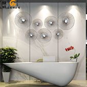 北欧轻奢圆形简美镜子壁饰墙饰现代简约太阳装 饰客厅玄关镜 饰镜装