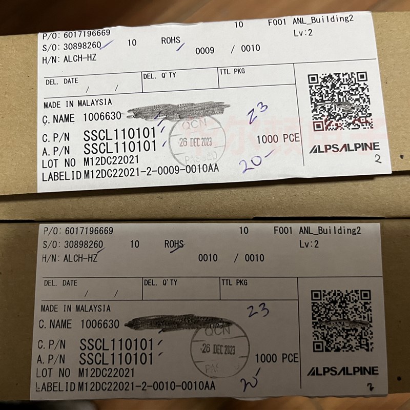 ALPS原装 SSCL110101 检测开关 带内孔连接器端子的双向动作型