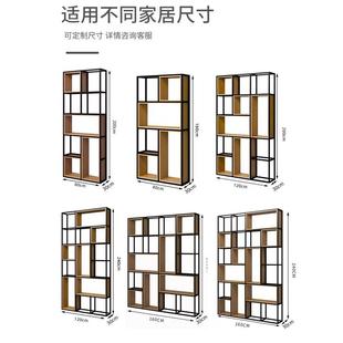 铁艺书架钢木落地置物架客厅多层收纳格子架办公室隔断奖杯陈列架