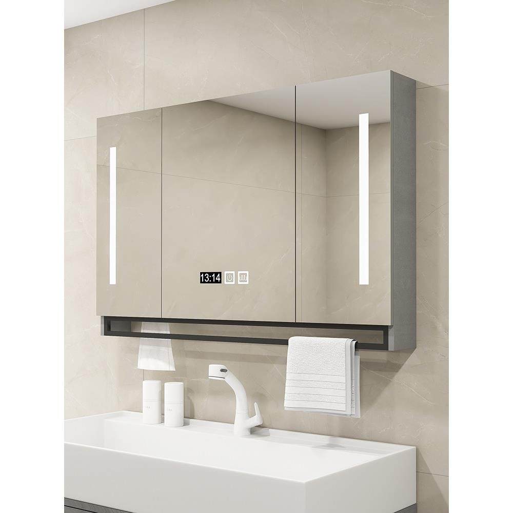 实木浴室智能镜柜单独挂墙式卫生间梳妆镜洗手间镜子置物架储物柜