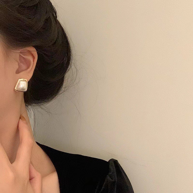 法式复古几何珍珠92p5银针耳钉女 新款百塔简约气质轻奢冷淡风耳