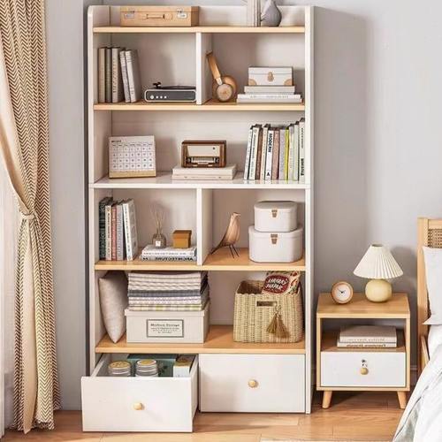 落地书架置物架简易客厅收纳格子架靠墙家用陈列架展示架儿童书柜