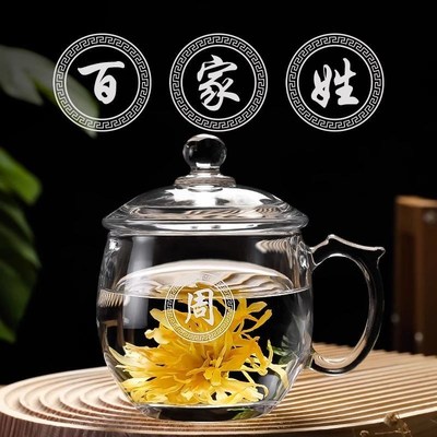 2025年新g款大肚杯大容量定制玻璃水杯带盖带把手泡茶杯加厚耐高