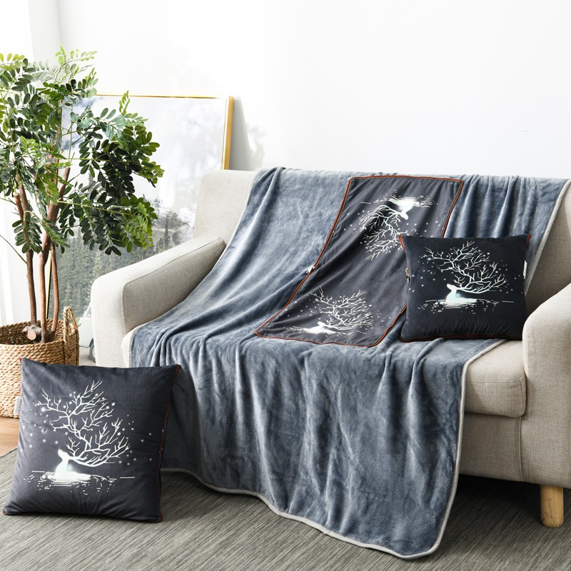 折叠抱枕被子毯子两用汽车靠垫办公室午休空调毯U沙发靠枕头毛毯