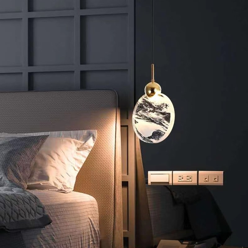 简约现代创意卧室床头吧台u水晶玄关柜小吊灯客厅背景艺术中山灯