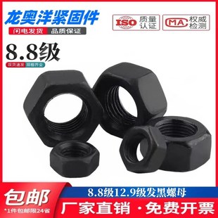 高强度螺母8.8 M8M10 12.9级螺母粗牙螺母六角螺母螺栓丝帽GB6170
