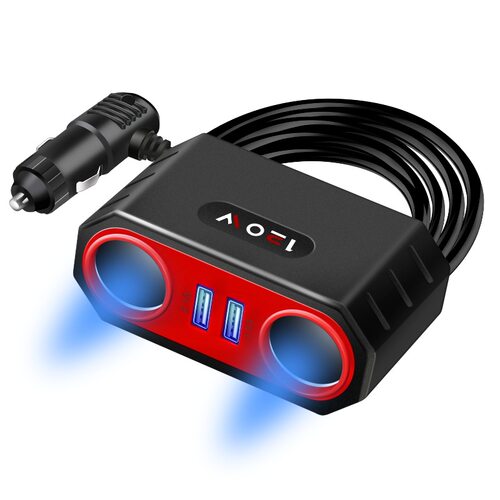 QC3.0超级快充1分2车载充电器点烟器汽车1分3一拖三手机充电USB