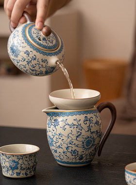 汝窑茶具茶漏茶滤泡茶过滤器泡茶配件公道杯陶瓷公杯分茶器茶漏器