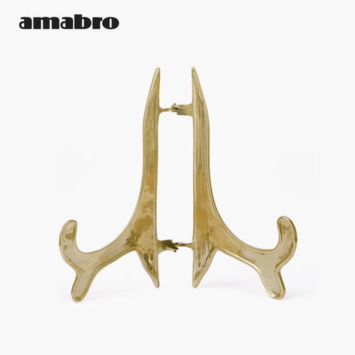 日本Amabro复古手工黄铜盘子支架展示盘架 装饰挂盘架茶饼架托架