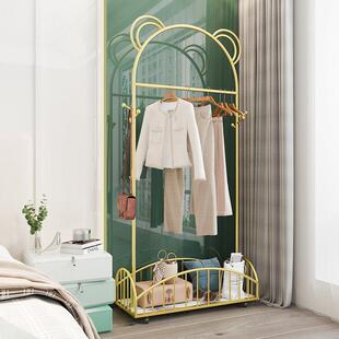 心头宝熊猫款衣帽架带轮移动落地挂衣架卧室收纳现代多功能家用