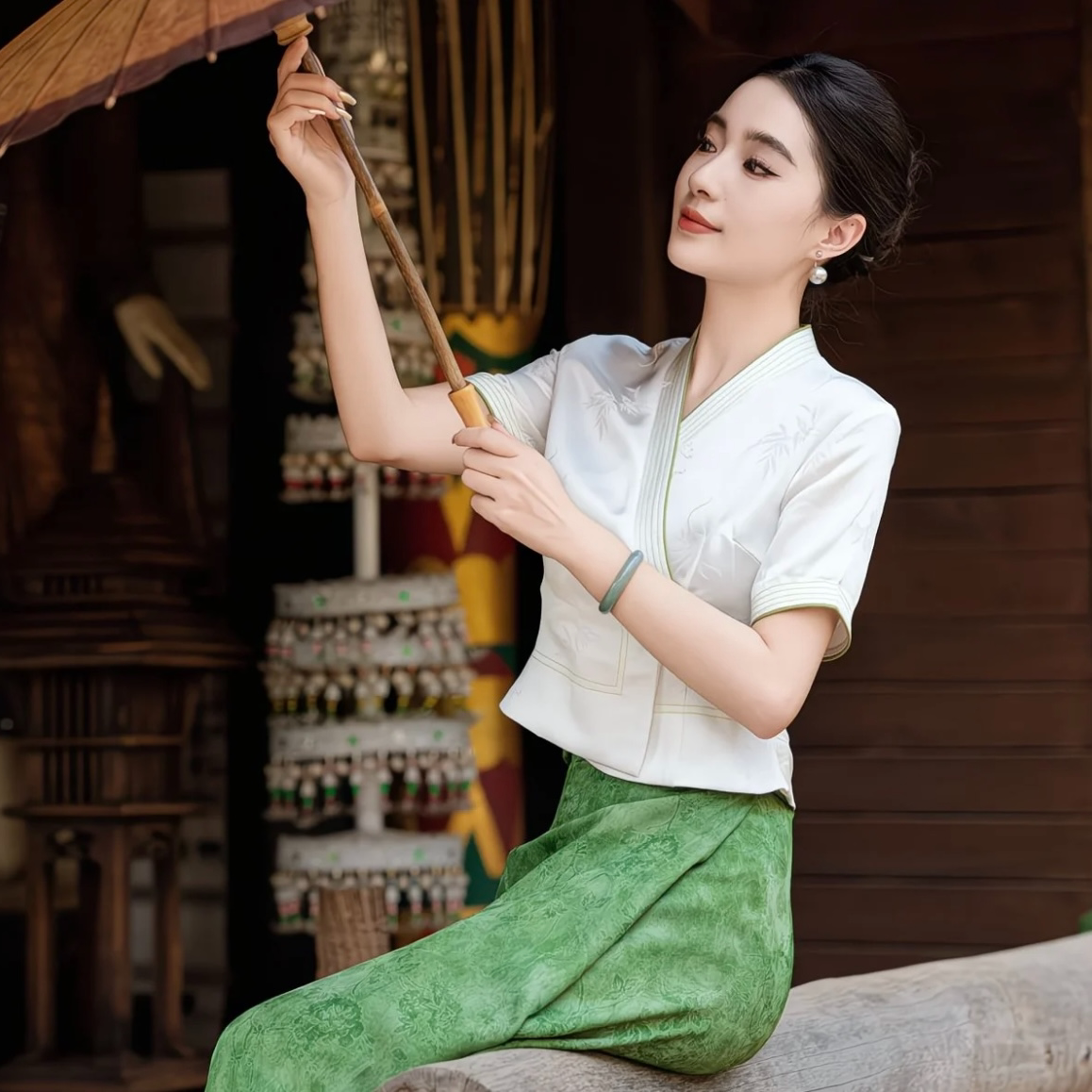 女装泼水节衣服茶服工作服夏季