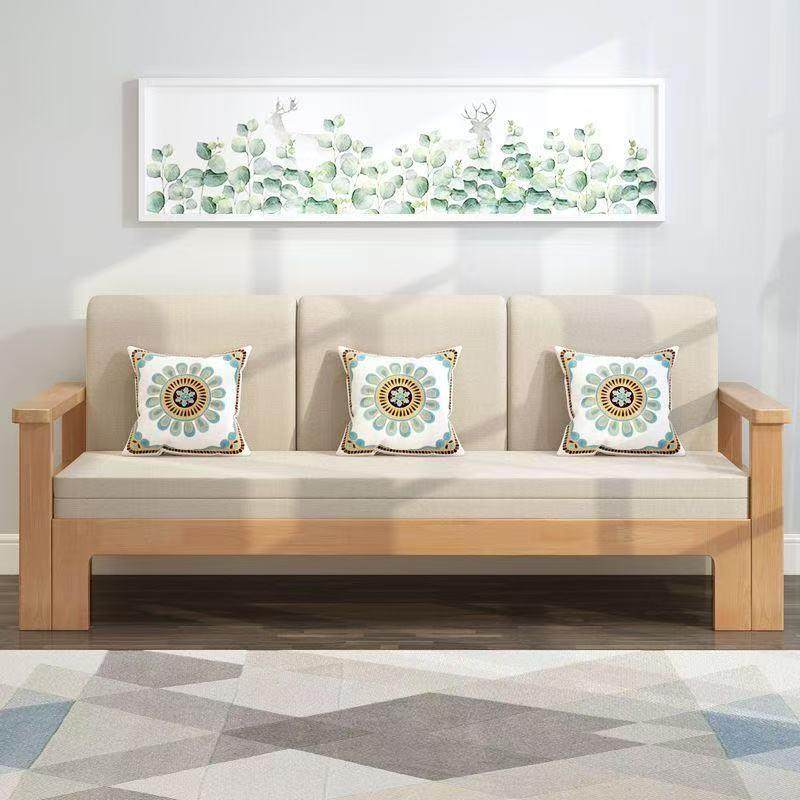 全实木沙发床折AAAAA叠两小户型客厅多用伸功能拉缩推橡胶木布艺