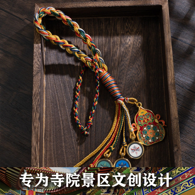 2024年藏式五路财神唐卡车内编卡五台车挂汽车吊饰挂招财纳福